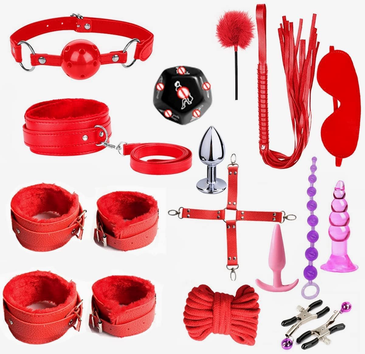 15 PCS Sex Bondage BDSM Kit, Foreplay Toy for Couples