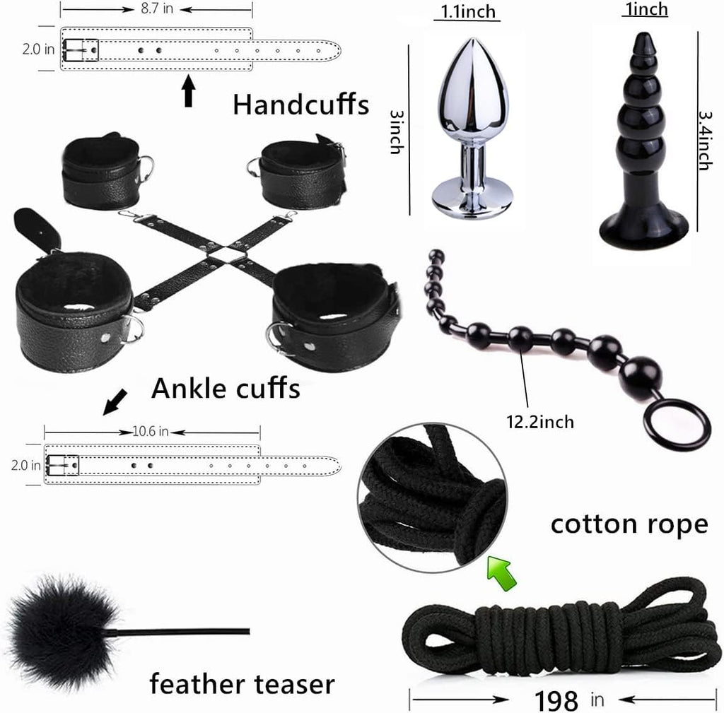 15 PCS Sex Bondage BDSM Kit, Foreplay Toy for Couples