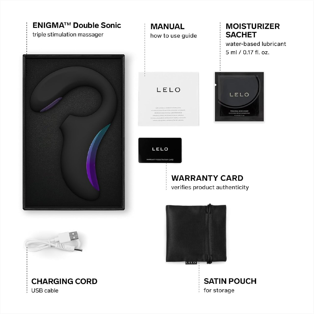 LELO Enigma Double Sonic Female Triple Stimulation Massager with Bluetooth App, 8 Pleasure Settings and 2 Extra Modes, Rabbit Sex Toy, Vaginal Vibrators