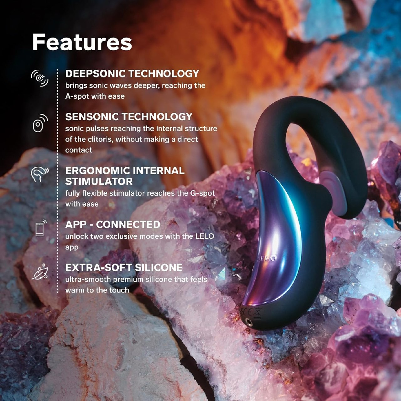 LELO Enigma Double Sonic Female Triple Stimulation Massager with Bluetooth App, 8 Pleasure Settings and 2 Extra Modes, Rabbit Sex Toy, Vaginal Vibrators