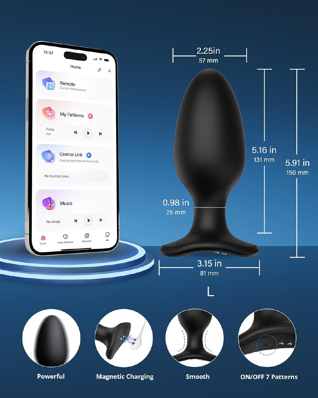 LOVENSE Hush 2 Vibrating Butt Plug 2.25", Silicone Anal Vibrator for Men with Remote Control, Waterproof and Rechargeable Big Plug Vibration Machine for Women, Adult Anal Plug Sex Toys for Couples