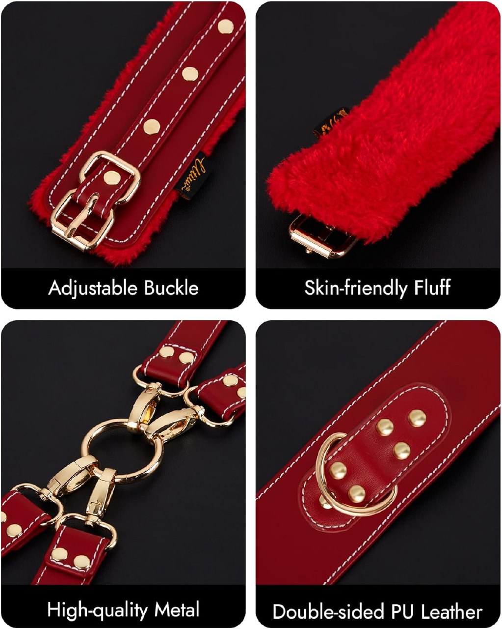 UTIMI Sex Bondage BDSM Kit Restraints 6PCS Sets with Adjustable Handcuffs Ankle Cuff Thigh Cuffs Blindfold Cross Strap Waist Strap Adult SM Games Sex Toys for Men Women and Couples