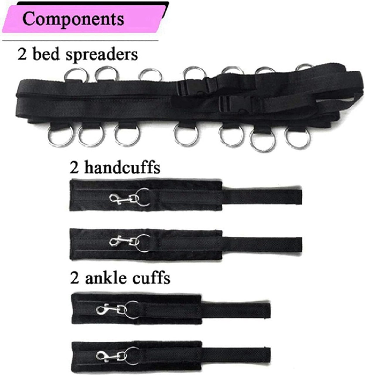 Sex Bonding Bed Restraints Sex Adults Bondaged King Size Bed Straps Restraints Sex King Mattress Adult Play Sex Handcuff Bracelets Comfy Wrist and Ankle Resistance Bands Queen Bed for Women Sweater