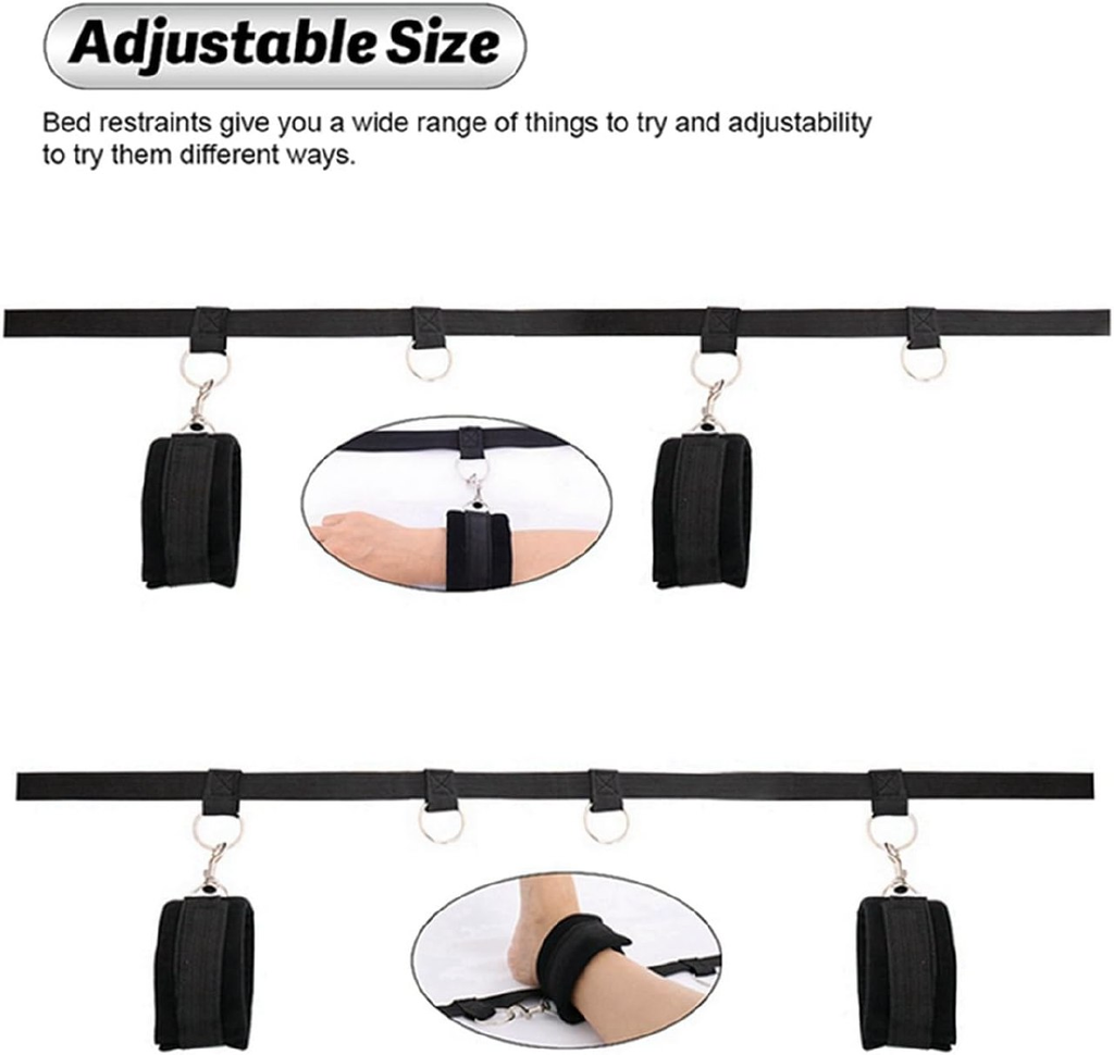 Sex Bonding Bed Restraints Sex Adults Bondaged King Size Bed Straps Restraints Sex King Mattress Adult Play Sex Handcuff Bracelets Comfy Wrist and Ankle Resistance Bands Queen Bed for Women Sweater