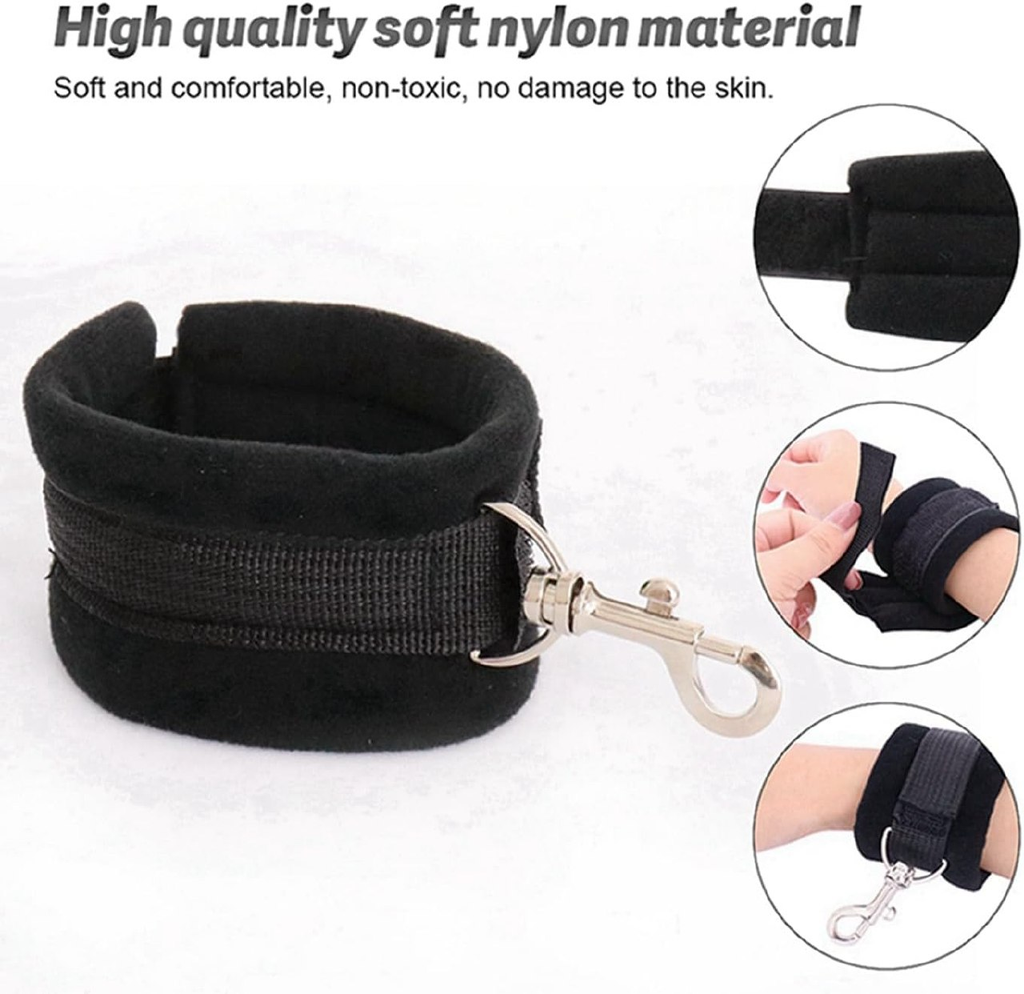 Sex Bonding Bed Restraints Sex Adults Bondaged King Size Bed Straps Restraints Sex King Mattress Adult Play Sex Handcuff Bracelets Comfy Wrist and Ankle Resistance Bands Queen Bed for Women Sweater