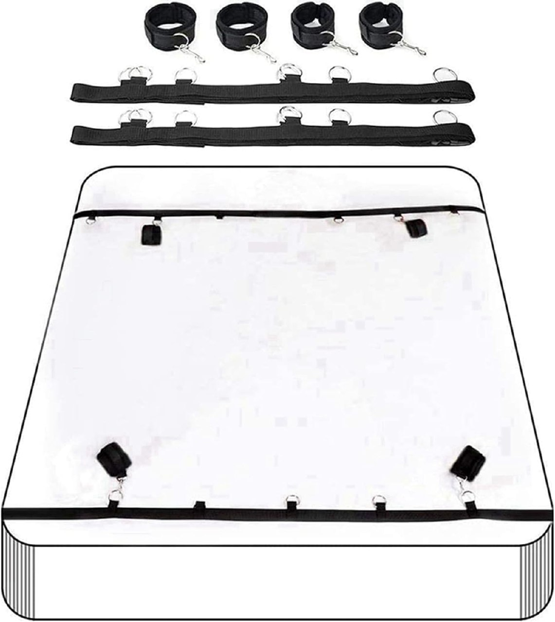 Sex Bonding Bed Restraints Sex Adults Bondaged King Size Bed Straps Restraints Sex King Mattress Adult Play Sex Handcuff Bracelets Comfy Wrist and Ankle Resistance Bands Queen Bed for Women Sweater