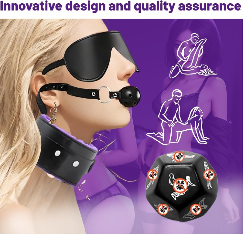 15 PCS Sex Bondage BDSM Kits Restraints, Fetish Handcuffs Ankle Cuff Collar Blindfold Whip Rope Nipple Clamps Paddle Anal Toys Ball Gag Adult Games Foreplay Toys for Couples