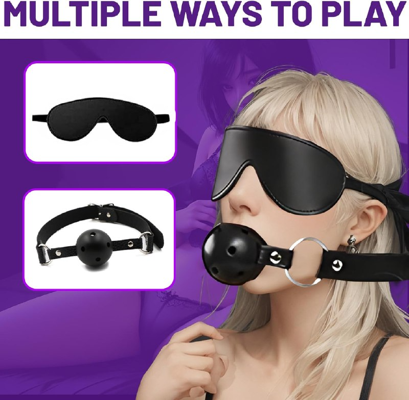 15 PCS Sex Bondage BDSM Kits Restraints, Fetish Handcuffs Ankle Cuff Collar Blindfold Whip Rope Nipple Clamps Paddle Anal Toys Ball Gag Adult Games Foreplay Toys for Couples