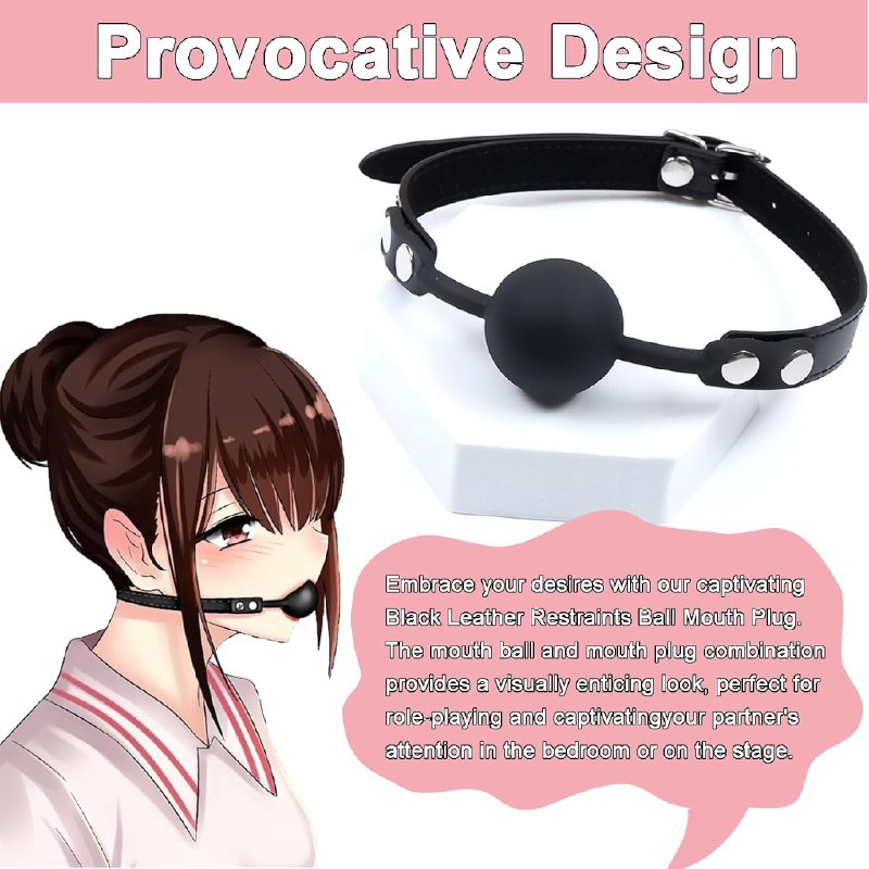 Leather Restraints Ball Mouth Plug Silicone Bondage Ball Gag Silicone Bondage Ball Gag for Sex, BDSM Restraints Toys Sex Gag Muzzles (B3)