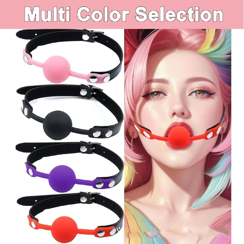 Leather Restraints Ball Mouth Plug Silicone Bondage Ball Gag Silicone Bondage Ball Gag for Sex, BDSM Restraints Toys Sex Gag Muzzles (B3)
